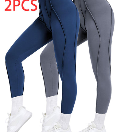 2 Pack Women's Quick Dry High Waist Tummy Control Yoga Pants Workout Leggings With Side Pockets