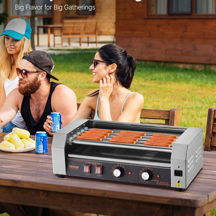 Electric 12 Hot Dog 5 Roller Commercial Sausage Grill Cooker Machine 750W