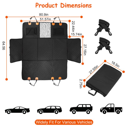 Dog Car Back Seat Cover With Zipper Mesh Window Storage Bags Waterproof 600D Oxford Cloth Car Seat Protector With Slide Flaps For Cars Trucks SUVs