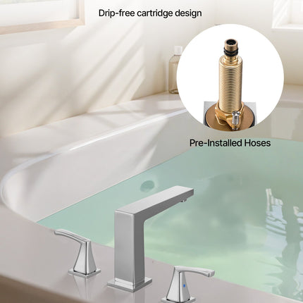 Roman Tub Faucet, 3 Hole Waterfall Bathtub Faucet, Bath Tubs Faucets Set With 2 Handles, Roman Tub Faucets Deck Mount For Pet Washing, Baby Care, Adult Bathing, Silver, Right-Angle Tub Faucet