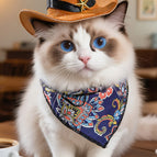 Brown Hat + Blue Scarf Set / S