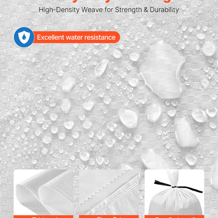 Heavy Duty Sand Bags, 50Pack 14" X 26", Empty Sandbags For Flooding With Tie Strings, Woven Polypropylene Sand Bag With 1600 Hours Of UV Protection, 50Lbs Capacity