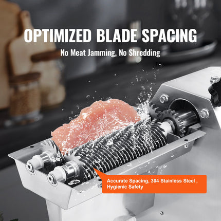 Commercial Meat Tenderizer, Heavy Duty 304 Stainless Steel Kitchen Tool With Meat Tong, Cleaning Brush, And Tray, 750W Electric Meat Tenderizer Machine For Beef, Turkey, Chicken, Pork, And Fish