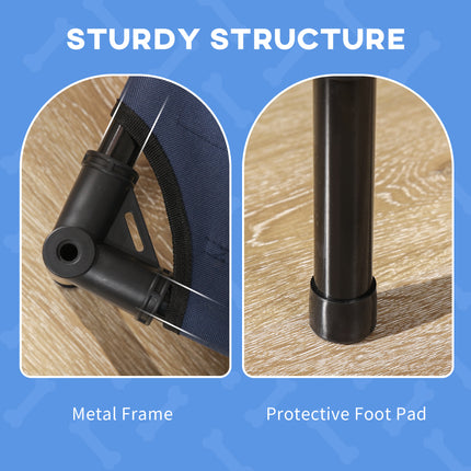 48" x 36" Elevated Portable Dog Cot Cooling Pet Bed with UV Protection Canopy Shade, Dark Blue