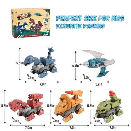 5 Pack Dinosaur Toys For Kids Age 3, Take Part Toys Dinosaur Building Toys Set For Toddler