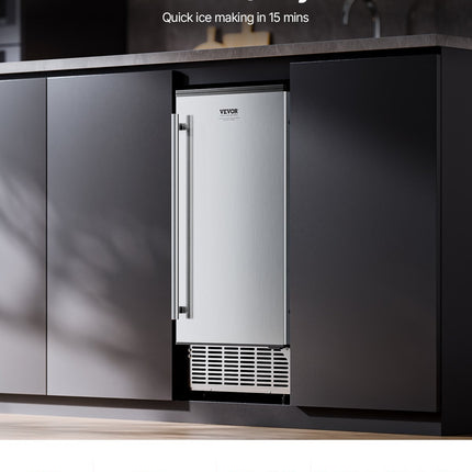 Undercounter Ice Maker 80 Lbs/Day Built-in Ice Maker Machine W/ Reversible Door