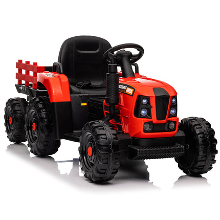 Ride On Tractor With Trailer,24V 400W Powered Electric Tractor Toy W Remote Control,electric Car For Kids,Three Speed Adjustable,Power Display, USB,MP3 ,Bluetooth,LED Light,Two-point Safety Belt.