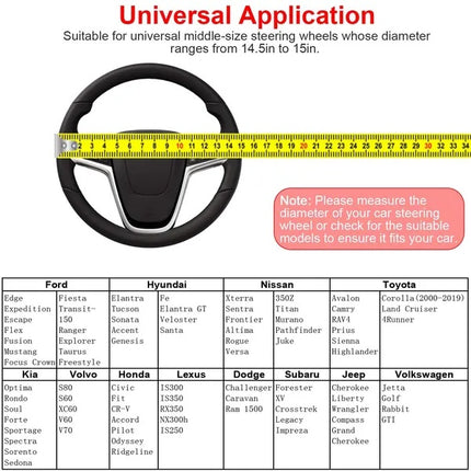 Steering Wheel Cover 14.5in-15in Diameter Universal Fiber Leather Car
