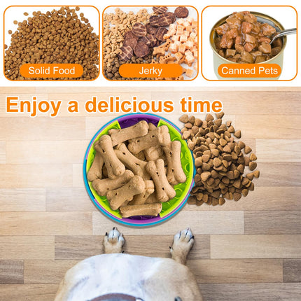 Pet Slow Food Bowl Anti Choking Cat Bowl,3in1 Interactive Dog Feeder Puzzle, Lick Mat & Slow Feeder BowlMental Stimulation Toy For Medium & Large Dogs