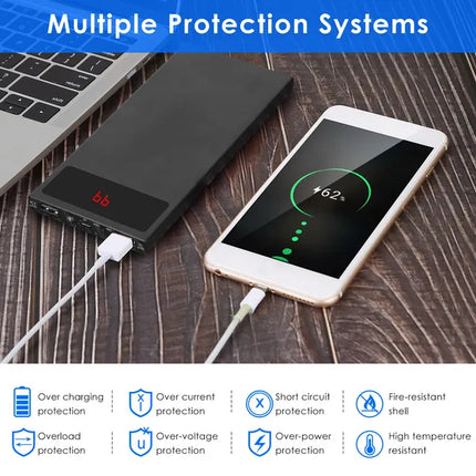 20000mAh Power Bank Ultra Thin External Battery Pack Phone Charger Dual USB Flashlight Battery Remain Display