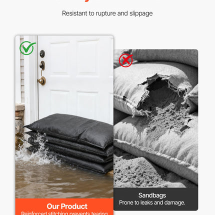Flood Barrier, 6 Pack, 2.7 X 1.4 Ft Flood Bags Activated By Water, Reusable Water Absorbent Barrier, Sandless Sandbags Blockage, Flooding Prevention Bags For Home, Doorways, Basement, Garage
