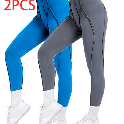 2 Pack Women's Quick Dry High Waist Tummy Control Yoga Pants Workout Leggings With Side Pockets