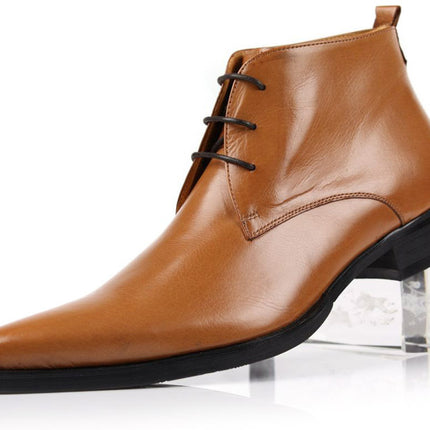 Lace Up Business Short Boots High Top Shoes For Men