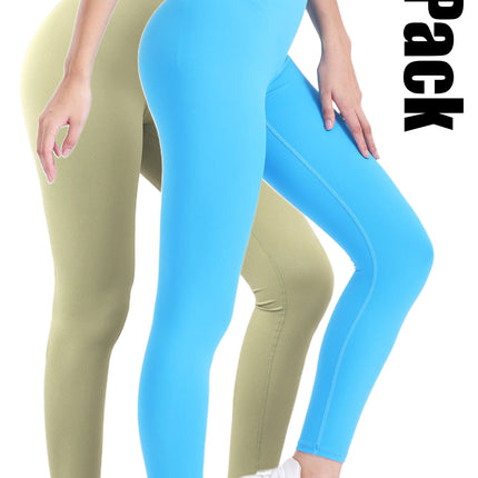 2 Pack High Waisted Leggings For Women-Soft Athletic Tummy Control Pants For Running Yoga Workout