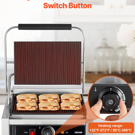 Commercial Panini Press Grill Electric Sandwich Maker Griddle Plate 13.5x9.3 In
