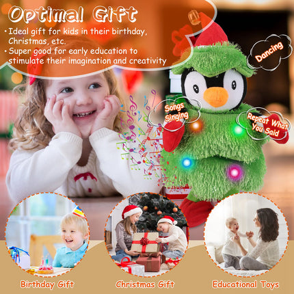 1Pc Penguin Or Elk Or Snowman Electric Dancing Singing Plush Toy Twisting Snowman Toy Talking Interactive Mimicking Funny Songs Wiggly Dance Kid Christmas Gift