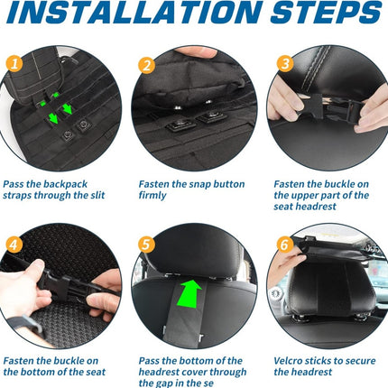 Universal Tactical Vehicle Back Seat Organizer With 3 Detachable Pouches