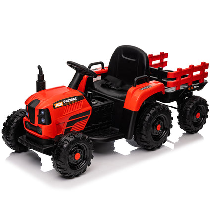 Ride On Tractor With Trailer,24V 400W Powered Electric Tractor Toy W Remote Control,electric Car For Kids,Three Speed Adjustable,Power Display, USB,MP3 ,Bluetooth,LED Light,Two-point Safety Belt.