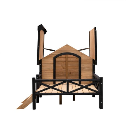Outdoor Large Wooden Cabin House Style Wooden Dog Kennel With Porch