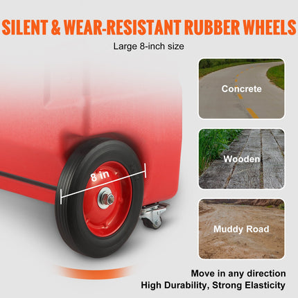 Fuel Caddy, 32 Gallon, Portable Fuel Storage Tank On-Wheels, With 12V DC Transfer Pump, Gasoline Diesel Fuel Container With 8.2 Ft Hose, Flow Rate 7L/min, For Trucks, Boats, Lawn Mowers