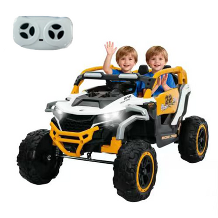 Ride On Models Truck Car 12V Kids Electric Vehicles, Remote Control, Front & Rear Shock Suspension, 2 Seater UTV, Flashlights And A Built-in Music Player, For Age 3-6 Years Old White