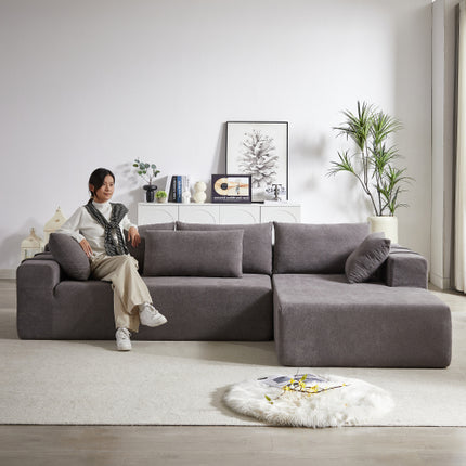 Modern Chenille Upholstered Sectional Sofa Couch Set,Modular 108 L Shaped Sectional Living Room Sofa Set With 6 Pillows,Free Combination Sofa Couch For Living Room,Bedroom