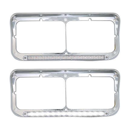 For Kenworth T400 T600 T800 W900B W900L Clear Headlight Bezel White LED Light