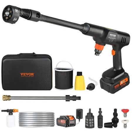 Cordless Pressure Washer Portable Electric Power Washer High Pressure Water Sprayer 400PSI Car Washer Cleaner With Nozzle Foam Bottle Filter 1200mAh 21V Battery And Charger