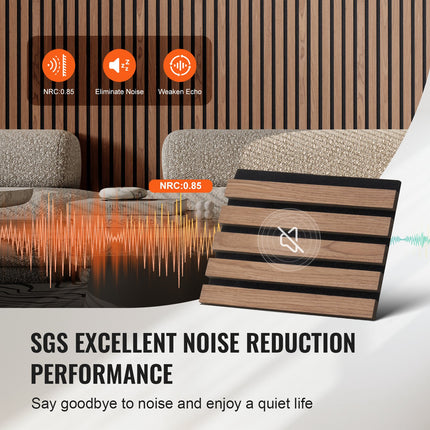 Wood Slat Acoustic Panels, 7.9 X 94.5 Inch, MDF Accent Wooden Wall Panels For Modern Interior Wall, Faux Wood Wall Board Panels For Stylish Decor And Noise Reduction, Walnut
