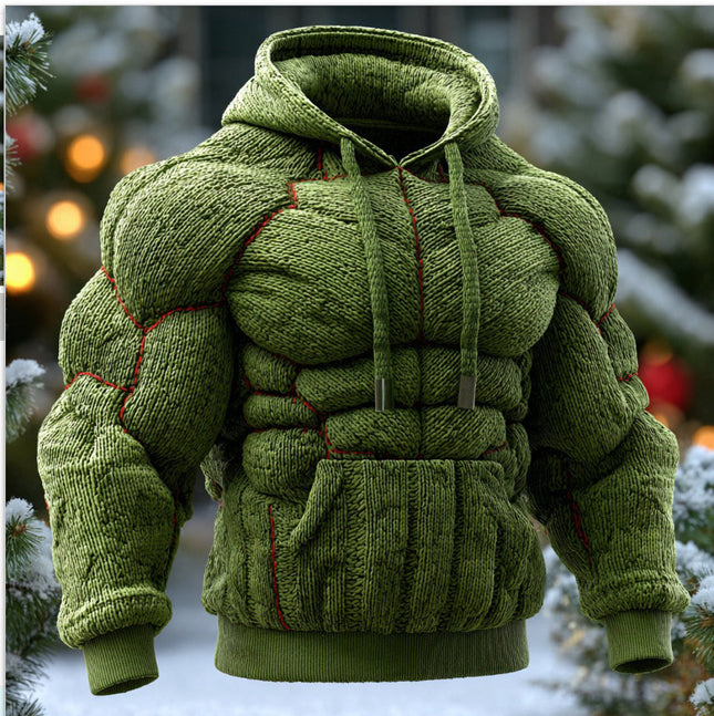 Mens Casual Sports Hooded Flannel Sweatshirt With Chest Design