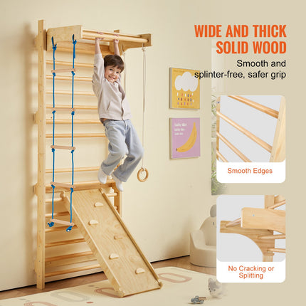 Swedish Ladder Wall Gym 5 In 1 Wooden Indoor Playground Climbing Toys