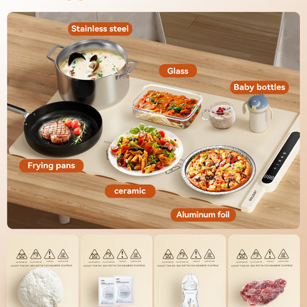 Silicone Food Heating Pad, Kitchen Dining Table Heating Pad, Heating Pad With 10 Temperature Settings, Foldable And Rollable Soft Table Pad, Buffet Party And Daily Household Electric Heating
