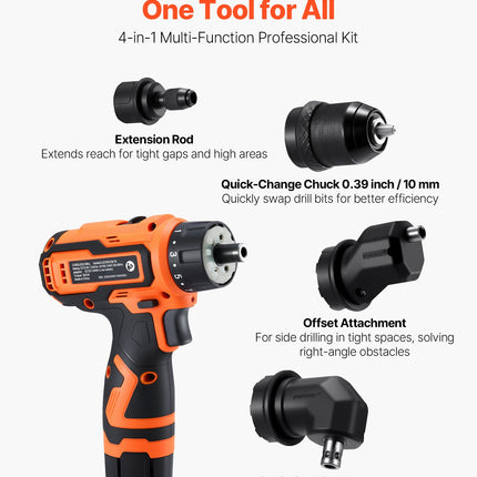 Cordless Drill Driver, 5-In-1, Metal Chuck, Dual-Speed Variable, Drill Driver Kit With 2 Lithium Batteries And Charger, Tool Box, For Wood And Metal Drilling, Screw Tightening Or Loosening