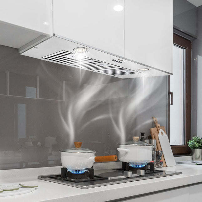 Insert Range Hood, 800CFM 3-Speed, 36 Inch Stainless Steel Built-in Kitchen Vent With Push Button Control LED Lights Baffle Filters, Ducted/Ductless Convertible, ETL Listed