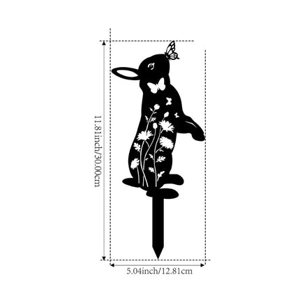 Metal Rabbit Garden Stake & Wall Sculpture-Outdoor Silhouette Yard Art For Patio