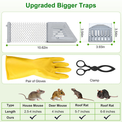 2Pcs Humane Mouse Trap Cage No Assembly Need Automatic Continuous Rat Trap With Single Way Door Reusable Catch And Release Live Cage Trap For Rodents Moles Voles Mice For Spring Summer