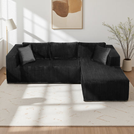 105 L-Shaped Modular Compression Sofa, Plush Upholstery, All-Foam Structure No Springs, Vacuum-Packed, Space-Saving For Living Room, Bedroom, Apartment  Left Chaise