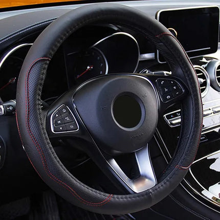 Steering Wheel Cover 14.5in-15in Diameter Universal Fiber Leather Car