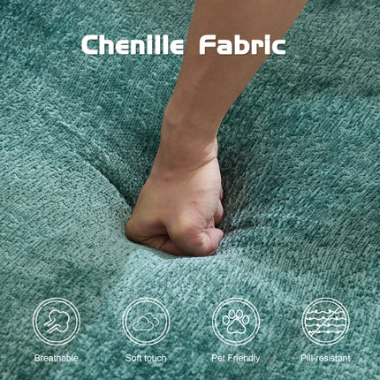 Compression Sofa,Convertible Floor Sofa Bed With Fixed-Shape Frame, Boneless Modular Sectional Sofa,No Assembly Required,Chenille Fabric,for Living Room Bedroom,Dark Green
