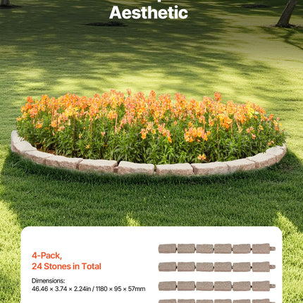 Faux Stone Landscape Edging 46.2 X 2.2 In Garden Lawn Edging Border For Walkway