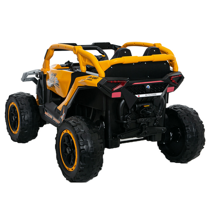 Ride On Models Truck Car 12V Kids Electric Vehicles, Remote Control, Front & Rear Shock Suspension, 2 Seater UTV, Flashlights And A Built-in Music Player, For Age 3-6 Years Old Yellow