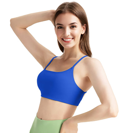 1Pc Women Cross Back Sport Bras Padded Strappy Crop Open Back Low Impact Bras Sexy Fitness Tank Tops With Removable Pads Thin Straps For Gym Yoga Workout Running