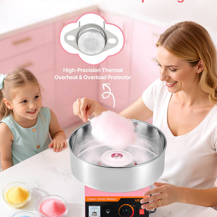 Commercial Cotton Candy Machine Electric Sugar Floss Maker Stainless Steel Pink