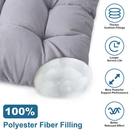 2Pcs Waterproof Rocking Chair Cushion Upper And Lower Back And Seat Sets With Non-Slip Ties Oxford Cloth Surface Polyester Filling Comfortable For Indoor Home Office Car