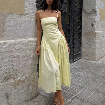 Women Clothing at Tie Waist Trimming Spaghetti Straps Dress .Ships from overseas. Estimated delivery: 14–20 business days