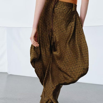 Spring Coffee Color Prism Irregular Asymmetric Loose Drooping Casual Cropped Wide Leg Pants .Ships from overseas. Estimated delivery: 14–20 business days