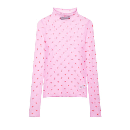 Women Clothing Spring Wooden Ear Polka Dot Short Heart Shaped Thin Needle Top .Ships from overseas. Estimated delivery: 14–20 business days