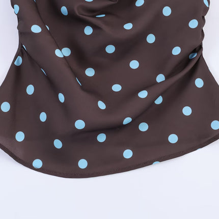Women Clothing Drape Polka Dot Brace Top