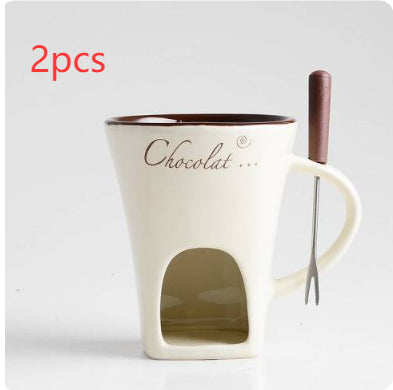 Fondue Mug Set Chocolate Cheese Ice Cream Fondue Maker Kit Individual Butter Melter Cup Small Warmer Kitchen Gadgets