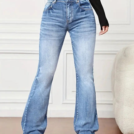 Denim High Waist Loose And Slimming Bootcut Trousers